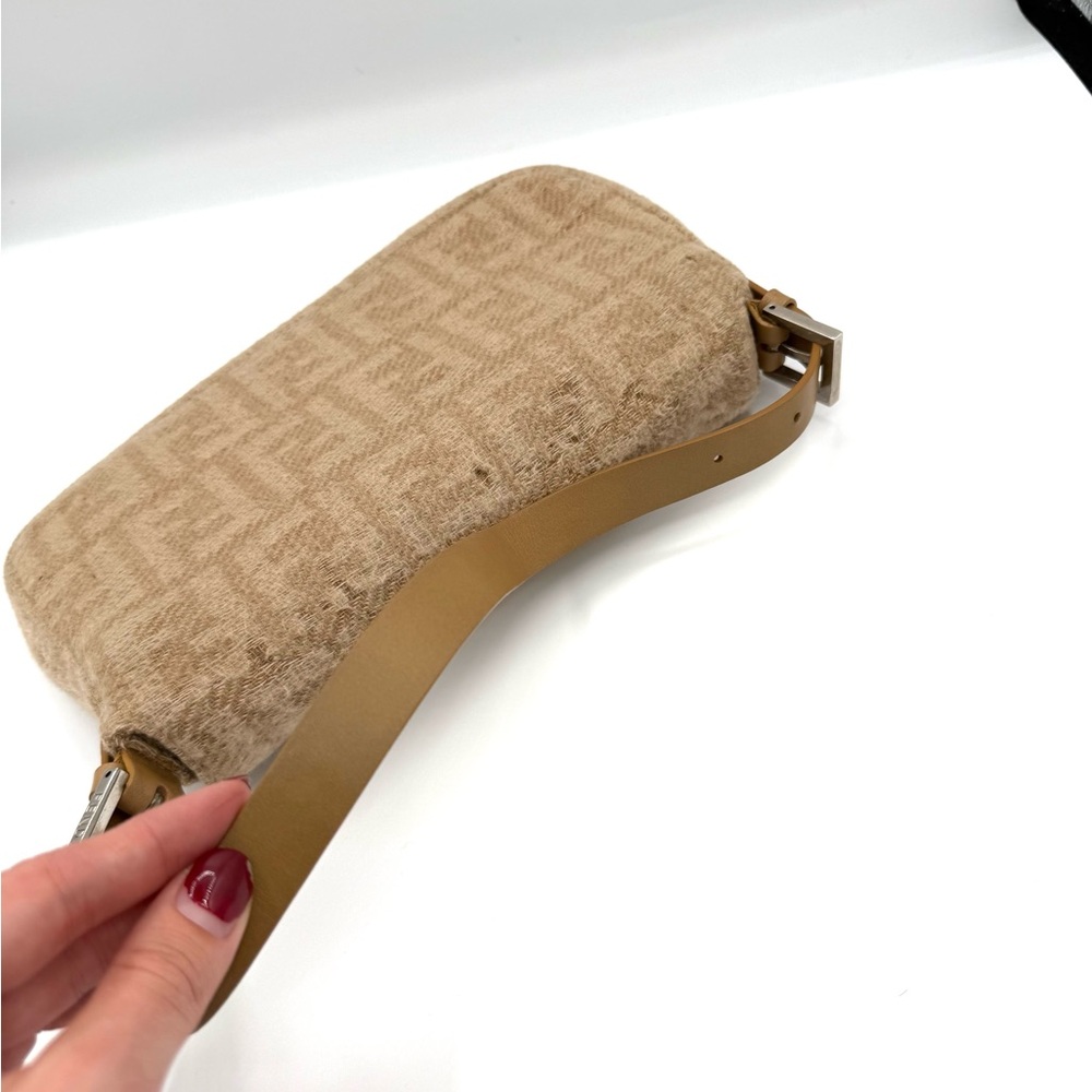 Fendi Zucca Cashmere Brown Baguette Shoulder Bag - Picture 8 of 12